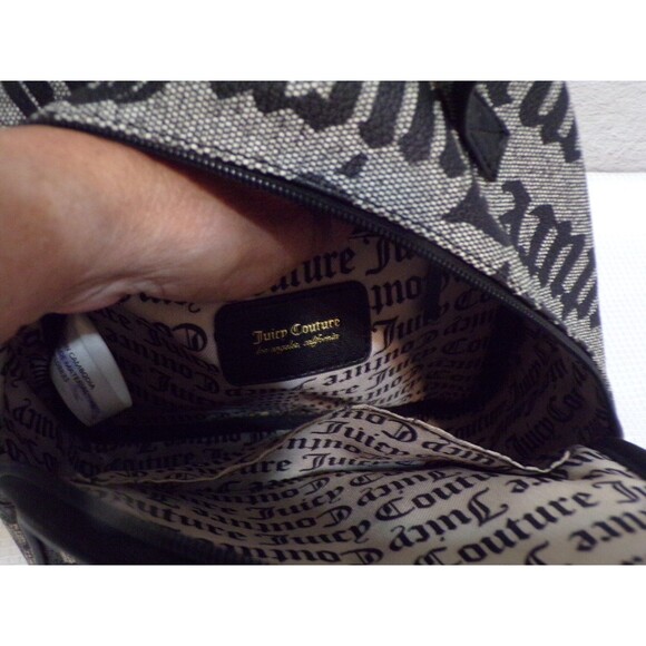 Juicy Couture Backpack Purse Black Gray Logo Bag Chain w/Heart AOP Y2K Style - Picture 3 of 6